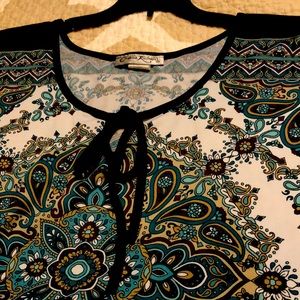 Claudia Richard Bohemian Square Design Polyester Top/Shirt